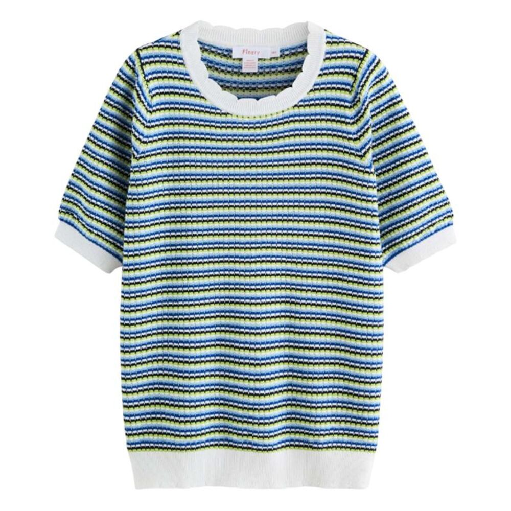 Finery Womens/Ladies Stripe Scalloped Relaxed Fit Sweater Top / Blue